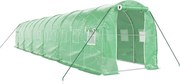 vidaXL zöld acélvázas melegház 24 m² 12 x 2 x 2 m