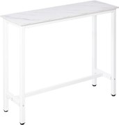 HOMCOM Bárasztal Magas Asztal Melamin Felülettel Márvány Hatással és Acél Lábakkal Modern Stílusban Konyhához, Büféhez, Étkezőhöz 120x40x100 cm Fehér