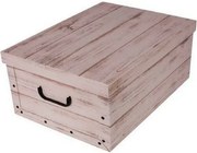 Tárolódoboz fedéllel Wood, fehér, 51 x 37 x 24 cm