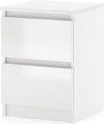 SIMPLE fehér magasfényű 2 fiókos éjjeliszekrény 40 cm