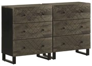 2 db tömör mangó tálalószekrény fekete 60x33x75 cm