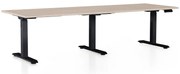 OfficeTech Long állítható magasságú asztal, 240 x 80 cm, fekete alap, tölgy