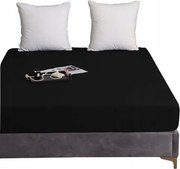 Pamut Gumis Lepedő 90x200+25 Fekete