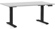 Állítható magasságú asztal OfficeTech D, 140 x 80 cm, fekete alap, világos szürke