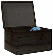 Fa doboz tetővel fekete 40x30x23 cm tömör fa fenyő