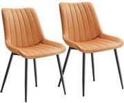 Étkezőszékek 2 db-os konyhai székkészlet Bársony kárpitozott szék, karamell barna