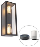 Okos fali lámpa fekete 38 cm 2-lámpás IP44 Wifivel ST64 - Charlois