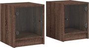 vidaXL 2 db barna tölgy színű éjjeliszekrény üvegajtókkal 35x37x42 cm