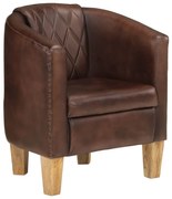 sötétbarna valódi bőr kagylófotel