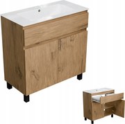 Fürdőszobai mosdószekrény álló polccal és fiókkal tölgy Loft 80-as szett