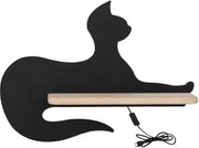 Gyerek fali lámpa Led polccal fa barna fekete macska 4000K Candellux