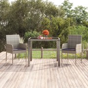 vidaXL szürke polyrattan üveglapos kerti asztal 90 x 90 x 75 cm