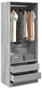 szürke sonoma színű szerelt fa ruhásszekrény 80 x 50 x 200 cm