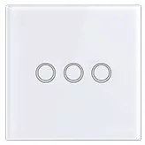 Fehér üveg 3 körös érintő villanykapcsoló