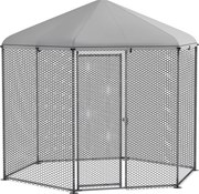 PawHut Csirkeól Kennel Aviary Hatszögletű Kültéri 5 m² - hálós kerítés méretek: 2.8L x 2.45W x 2.46H - fedett terület - horganyzott acél - 5/8 csirke