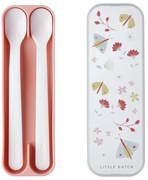 Fehér-világos rózsaszín műanyag gyerek kanál szett 2 db-os Flowers &amp; butterflies – Mepal