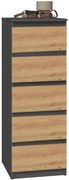 Aldabra W5 komód, 40x111x45 cm, antracit-tölgy