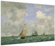 Kép - Eugène Boudin, Ships and Sailing Boats Leaving Le Havre, reprodukciók (90x60 cm)