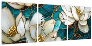 Kép - Ólomüveg magnóliával (órával) (90x30 cm)