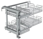 Konyhai fémrács, sarokszekrénybe, részleges kihúzás, csillapított záródás, króm-fehér, balos, 900mm, 450mm ajtó szélesség, SIGE Infinity Line 350