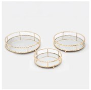KÉSZLET 3x Dekoratív tálca átm. 27/33/37 cm arany