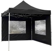 GARTHEN Kerti pavilon PROFI 3 x 3 m fekete + 2 oldalfal