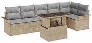 vidaXL Kerti Kanapé Szett párnával tárolóval 7 pcs Bézs Poli rattan