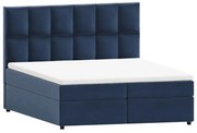 Sötétkék ágyneműtartós boxspring ágy 160x200 cm Flip – Ropez