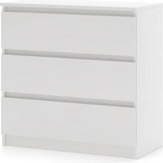 SIMPLE komód 80 cm, 3 fiókkal, fehér