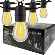 Kerti fényfüzér 10 méter 10 izzó G45 E27 1W 2700K