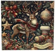 Karácsonyi szarvasos műanyag dekor tálca szögletes 30x2 cm