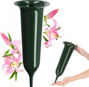 Váza Temetői Üveg 30cm Művirág Beszúrható Spicc Zöld