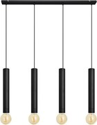 Csillár zsinóron TUBA 4xE27/15W/230V fekete