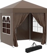 Outsunny 2x2m Vízálló Pavilon, Összecsukható Pop-Up Pavilon 4 Oldalfallal, Csepegtetőnyílású Ablakkal, UV 30+ Összecsukható Party Sátor, Kerti Sátor H