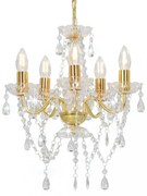 aranyszínű kerek csillár kristálygyöngyökkel 5 x E14