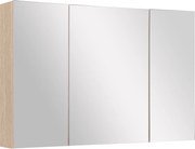 kleankin Tükörrel Ellátott Fürdőszekrény 3 Ajtóval és Magasságban Állítható Polcokkal Modern Stílus 90x60x13.5 cm Tölgy | Aosom