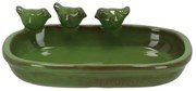 Kerámia madáritató és etető tál, ovális, zöld