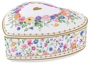 Virág mintás porcelán fedeles ékszertartó tálka díszdobozban Easy Life Mon Amour