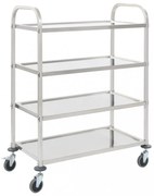 4 szintes rozsdamentes acél zsúrkocsi 107 x 55 x 125 cm