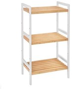 3 szintes bambusz tároló állvány, 45 x 31,5 x 80 cm, natúr és fehér