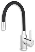 FERRO - Mosogató csap rugalmas karral fényezett króm/matt fekete