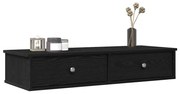 fekete szerelt fa falipolc fiókokkal 100 x 37,5 x 19 cm
