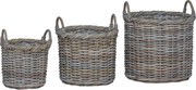 vidaXL Virágcserepes Kosár tárolóval 3 pcs Kubu Szürke Kubu rattán