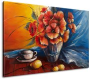 Gario Kézzel festett kép Pipacsokkal teli váza az asztalon Méret: 120 x 80 cm