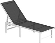 Outsunny Napozóágy állítható 5-fokozatú háttámlával, Kerti Napozóágy lélegző acélszerkezettel és 550g/m² Textilene ülőfelülettel, strandhoz, medencéhe