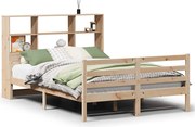 vidaXL tömör fenyőfa könyvespolcos ágy matrac nélkül 160 x 200 cm