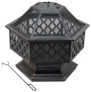 Hordozható fa tűzrakóhely rostéllyal fekete/patina