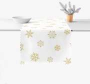 Goldea karácsonyi teflonbevonatú asztali futó - arany hópelyhek 20x120 cm