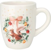 Mókus koszorú karácsonyi porcelán bögre, 350 ml