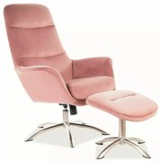 Nixon bársony fotel lábtartóval antik rózsaszín